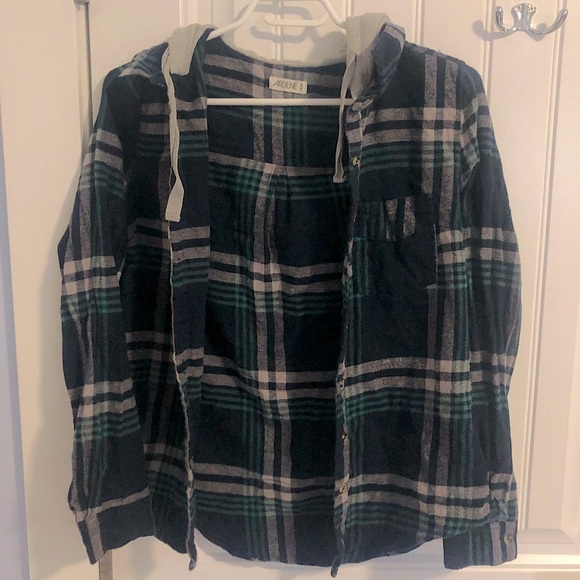 Boyfriend fit plaid with hood - Picture 1 of 5